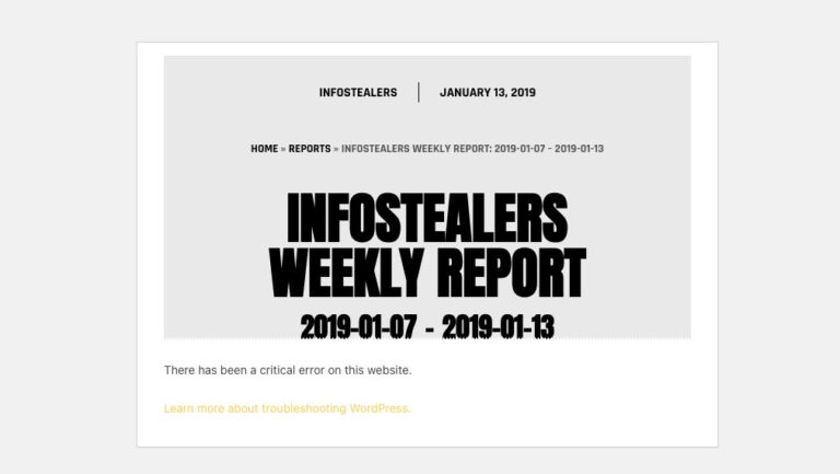 infostealers 2019-01-07-2019-01-13